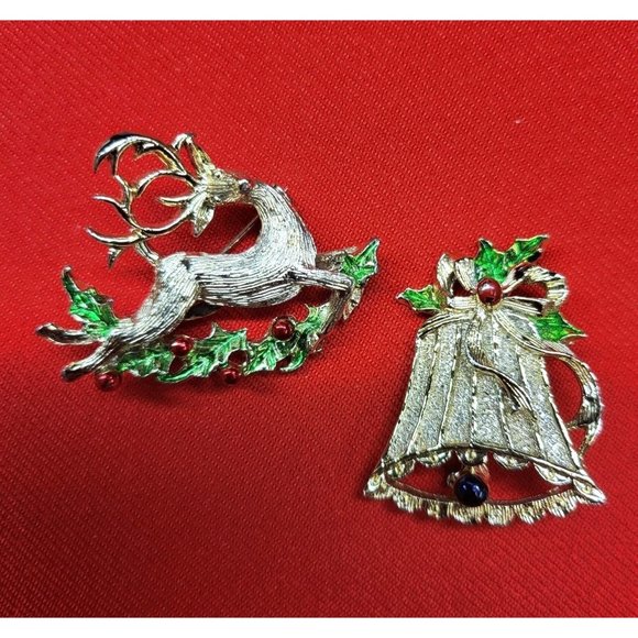 Christmas Pins Brooches Christmas Bell Deer - Picture 3 of 11